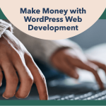 Illustration of a person working on a laptop, making money with WordPress web development